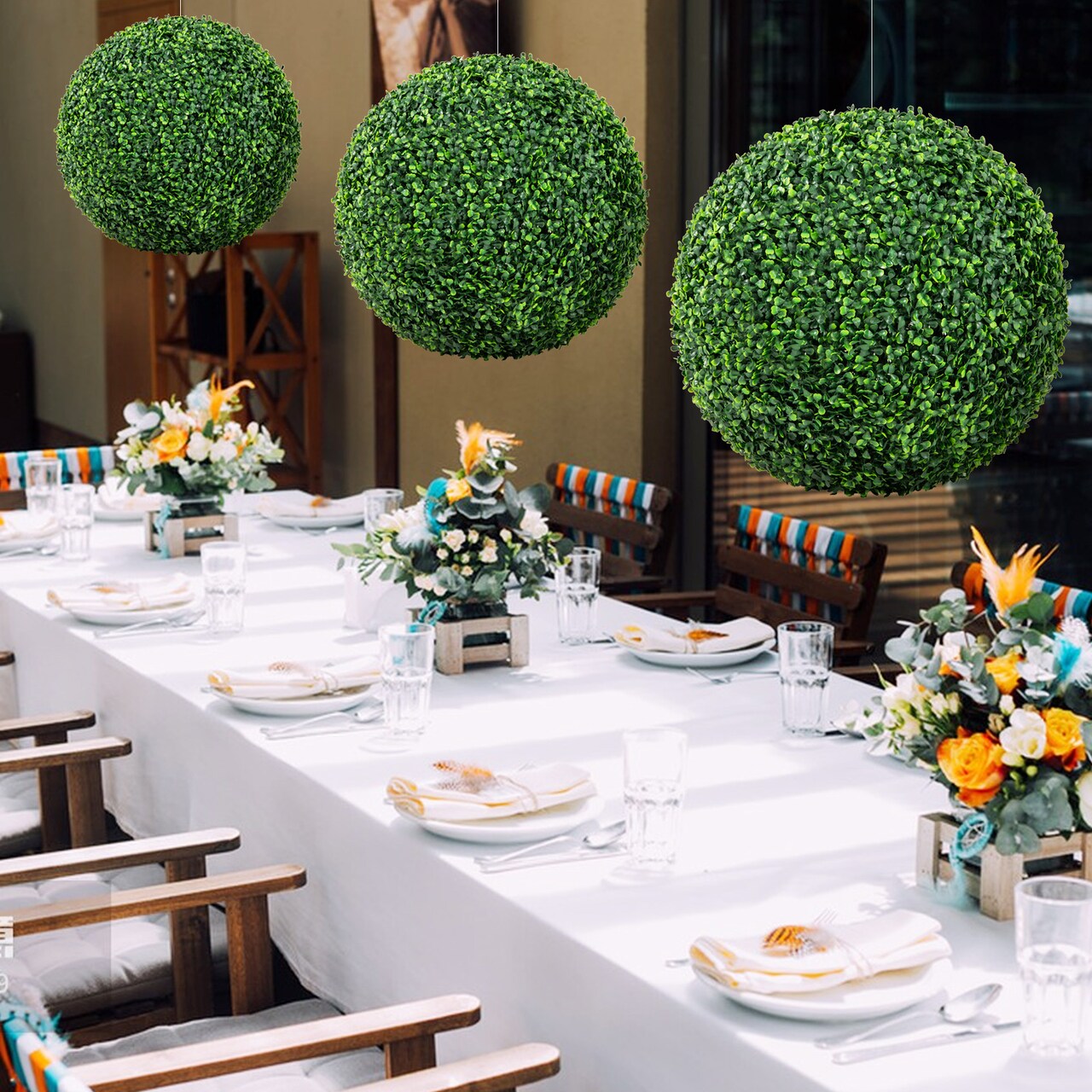 Artificial Plant Boxwood Topiary Ball for Patio Garden Front Door Balcony Backyard